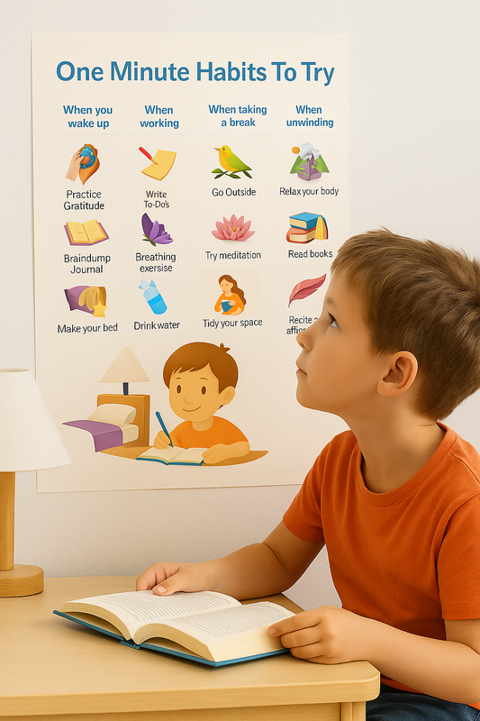 One Minute Habits to Try β Educational Poster for Kids (12x18 in)