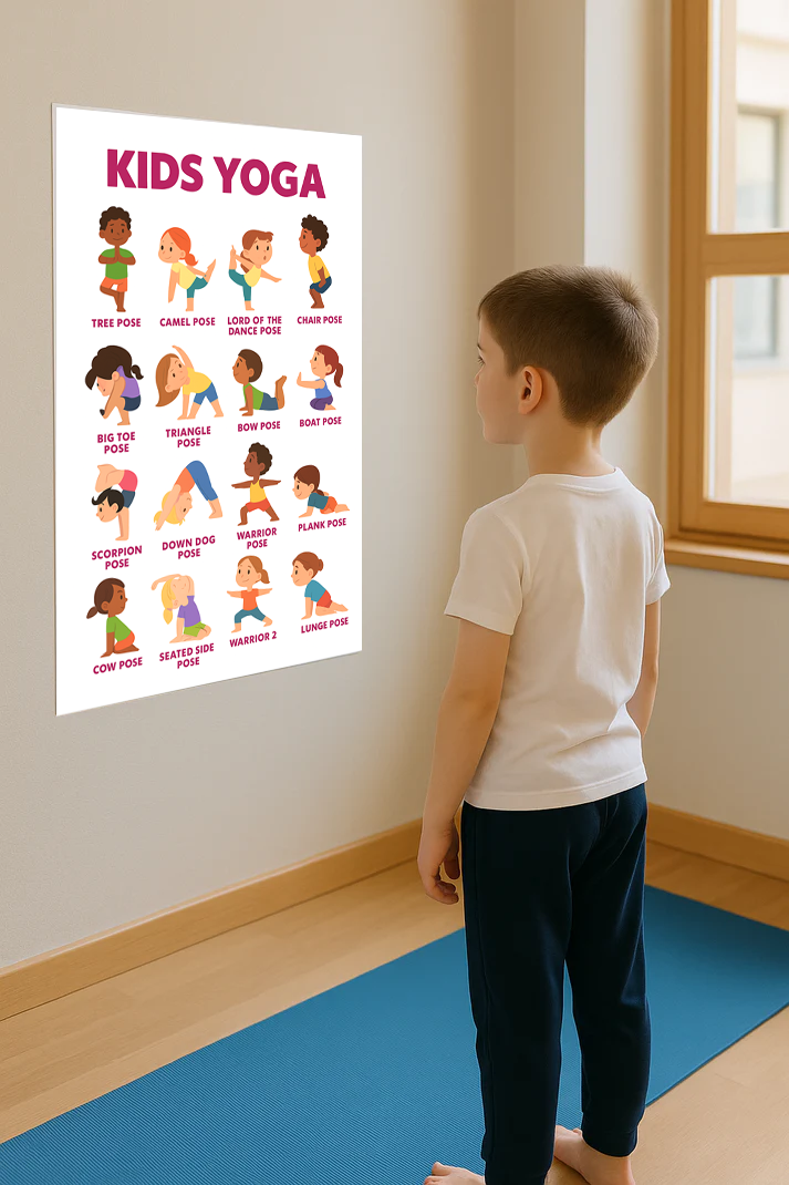 Kids Yoga – Educational Poster for Calm, Focus & Flexibility (12x18 in)